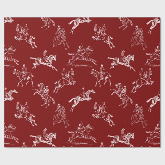 Moderne stijlvolle donkerrode paardrijtoile cadeaupapier (Vlak)