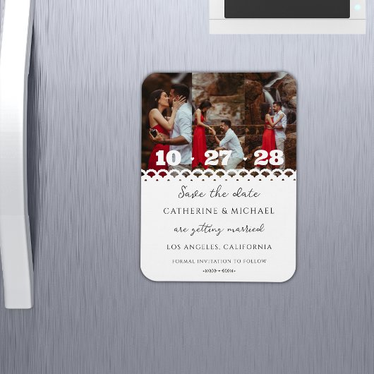 Moderne, stijlvolle, eenvoudige foto opslaan datum magneet