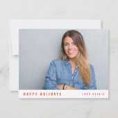 Moderne Stijlvolle Eenvoudige Kerst Enkele Foto Feestdagenkaart (Voorkant)