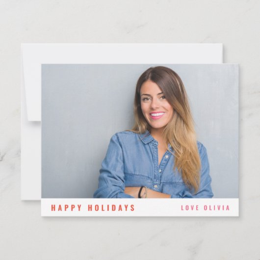 Moderne Stijlvolle Eenvoudige Kerst Enkele Foto Feestdagenkaart (Voorkant)