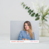 Moderne Stijlvolle Eenvoudige Kerst Enkele Foto Feestdagenkaart (Staand voorkant)