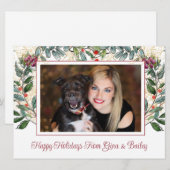 Moderne stijlvolle eenvoudige Kerstmis Vrouw Hond  Feestdagenkaart (Voorkant / Achterkant)