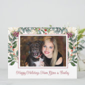 Moderne stijlvolle eenvoudige Kerstmis Vrouw Hond  Feestdagenkaart (Staand voorkant)