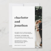 Moderne, stijlvolle, eenvoudige rechterfotobruilof kaart (Voorkant)