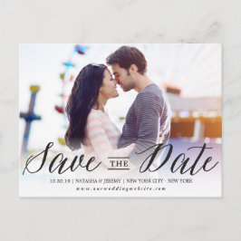 Moderne, stijlvolle, eenvoudige scriptfoto slaat d aankondigingskaart