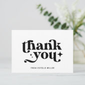 Moderne Stijlvolle Eenvoudige Zwart-Wit Retro Ster Bedankkaart (Staand voorkant)