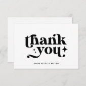 Moderne Stijlvolle Eenvoudige Zwart-Wit Retro Ster Bedankkaart (Voorkant / Achterkant)