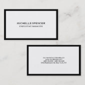 Moderne stijlvolle effen zwarte randen wit visitekaartje (Voorkant / Achterkant)