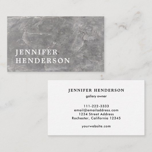 Moderne, stijlvolle, elegant grijze marmer profess visitekaartje (Voorkant / Achterkant)