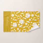 Moderne, stijlvolle elegante bloemen op mosterdgee bad handdoek (Handdoek)