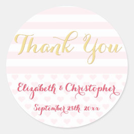 Moderne stijlvolle elegante bruiloft dank u gunste ronde sticker