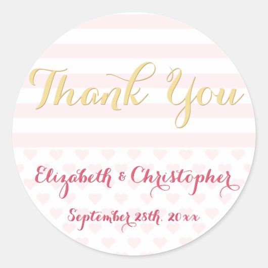 Moderne stijlvolle elegante bruiloft dank u gunste ronde sticker (Voorkant)