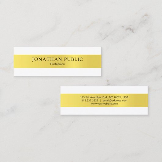 Moderne, stijlvolle, elegante Gold Design Trendy P Mini Visitekaartje (Voorkant / Achterkant)
