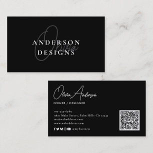 Moderne Stijlvolle Elegante Script QR Code Sociale Visitekaartje