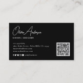 Moderne Stijlvolle Elegante Script QR Code Sociale Visitekaartje (Achterkant)