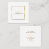 Moderne, stijlvolle elegante witte en goudprofessi vierkante visitekaartje (Voorkant / Achterkant)
