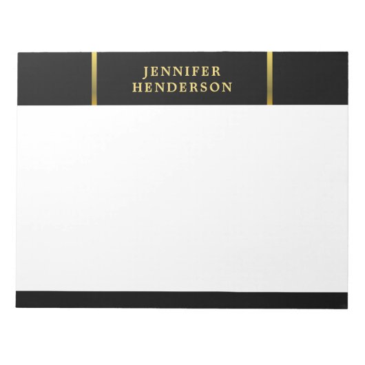 Moderne, stijlvolle, elegante zwarte en goudprofes notitieblok (Voorkant)