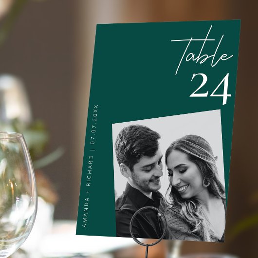 Moderne Stijlvolle Emerald Green trouwfoto Kaart