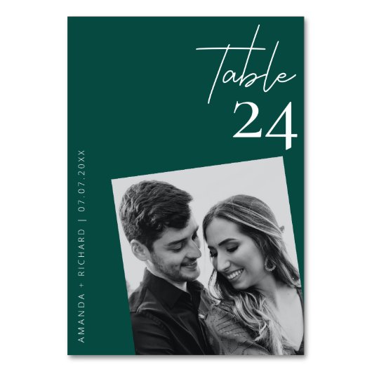 Moderne Stijlvolle Emerald Green trouwfoto Kaart (Voorkant)