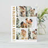 Moderne Stijlvolle Familie Fotocollage Gouden Kers Feestdagenkaart (Staand voorkant)