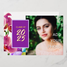 Moderne Stijlvolle Folie Afstuderen Foto Folie Uitnodiging