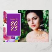 Moderne Stijlvolle Folie Afstuderen Foto Folie Uitnodiging (Voorkant)