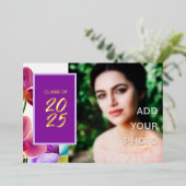 Moderne Stijlvolle Folie Afstuderen Foto Uitnodiging (Staand Voorkant)