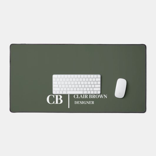 Moderne Stijlvolle Forest Green Monogram Bureaumat (Keyboard & Muis)