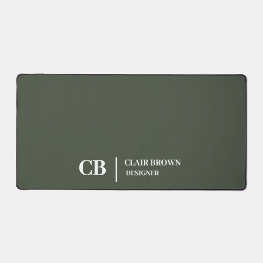 Moderne Stijlvolle Forest Green Monogram Bureaumat (Voorkant)