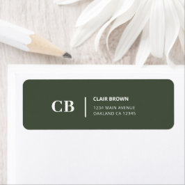 Moderne Stijlvolle Forest Green Monogram Etiket