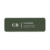 Moderne Stijlvolle Forest Green Monogram Etiket (Voorkant)