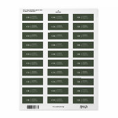 Moderne Stijlvolle Forest Green Monogram Etiket (Full Sheet)