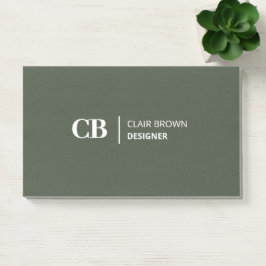 Moderne Stijlvolle Forest Green Monogram Opmerking Post-it® Notes