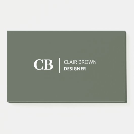 Moderne Stijlvolle Forest Green Monogram Opmerking Post-it® Notes (Voorkant)