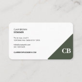 Moderne Stijlvolle Forest Green Monogram Visitekaartje (Achterkant)