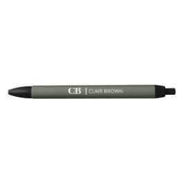 Moderne Stijlvolle Forest Green Monogram Zwarte Inkt Pen