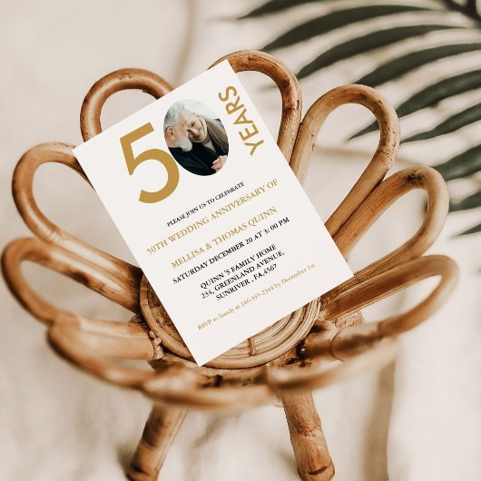 Moderne stijlvolle foto 50TH trouwdag Kaart