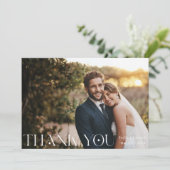 Moderne stijlvolle foto bruiloft bedankkaart (Staand voorkant)
