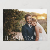 Moderne stijlvolle foto bruiloft bedankkaart (Voorkant)