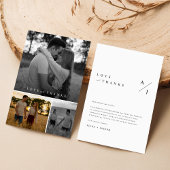 Moderne stijlvolle foto collage bruiloft bedankkaart