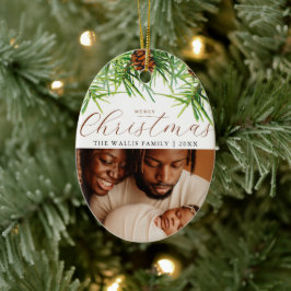 Moderne & Stijlvolle Foto & Groeten Kerstdennen Keramisch Ornament
