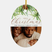 Moderne & Stijlvolle Foto & Groeten Kerstdennen Keramisch Ornament (Voorkant)