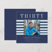 Moderne stijlvolle foto mannen blauw 30e verjaarda kaart (Voorkant / Achterkant)