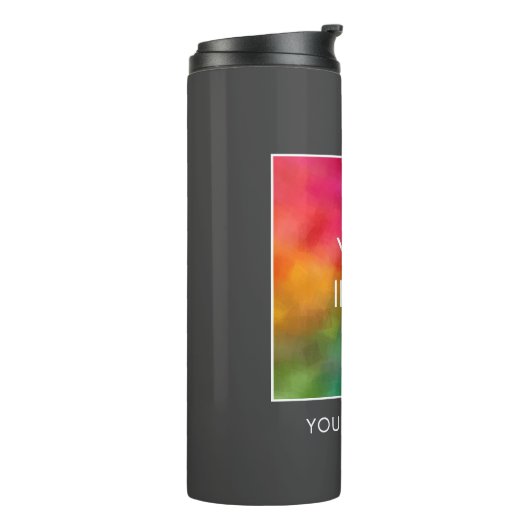 Moderne stijlvolle foto of Logo Eenvoudige Sjabloo Thermosbeker (Gedraaid links)