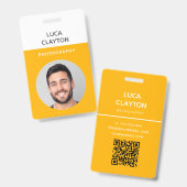 Moderne stijlvolle foto Professional QR-code Logo Badge (Voor- en achterkant)