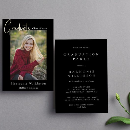 Moderne stijlvolle fotoklasse van 2024 afstuderen folie uitnodiging