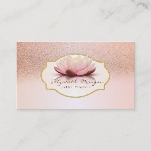 Moderne stijlvolle, frame glitters lotus visitekaartje (Voorkant)