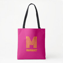 Moderne stijlvolle fuchsia & gele monogram naam bo