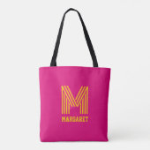 Moderne stijlvolle fuchsia & gele monogram naam bo tote bag (Achterkant)