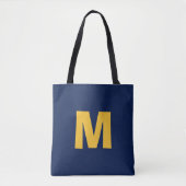 Moderne stijlvolle gele & blauwe monogram initiaal tote bag (Voorkant)